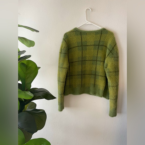 UNIF Green Plaid Cardigan Sweater Women’s Size Small - Picture 3 of 9